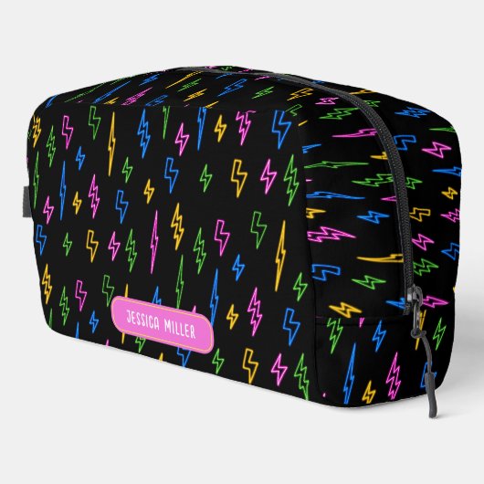 Custom Colorful 80er Retro Neon Blitzschule Waschbeutel (Rechte Ecke)