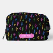 Custom Colorful 80er Retro Neon Blitzschule Waschbeutel (Rückseite)