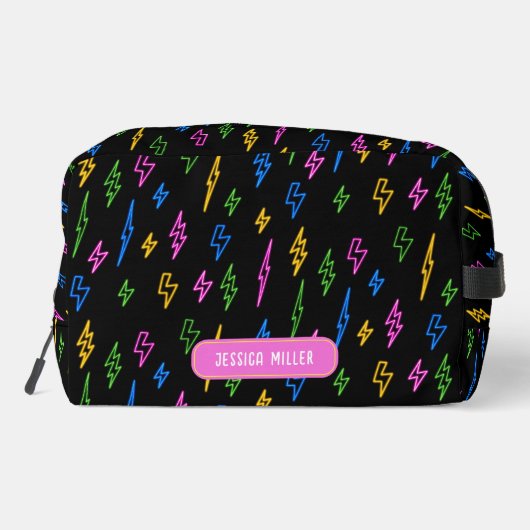 Custom Colorful 80er Retro Neon Blitzschule Waschbeutel (Rückseite)