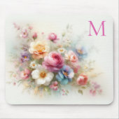 Custom Colorful Aquarell Floral Template Monogram Mousepad (Vorne)