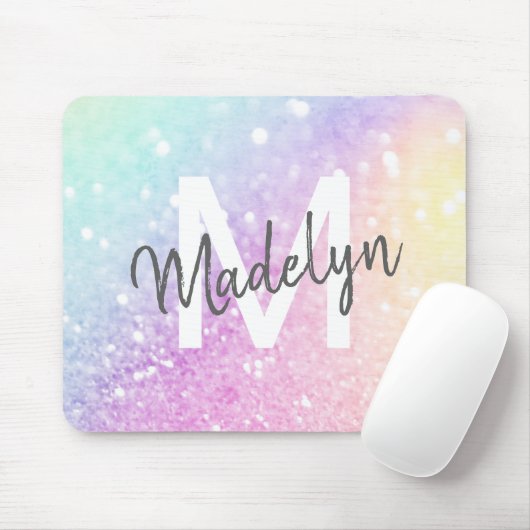 Custom Colorful Glitzer Iridescent Elegante Mousepad (Mit Mouse)