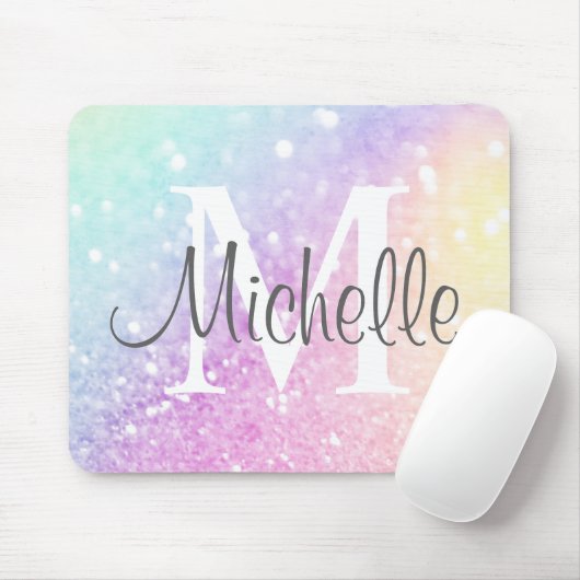 Custom Colorful Glitzer Iridescent Elegante Mousepad (Mit Mouse)