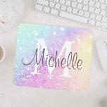 Custom Colorful Glitzer Iridescent Elegante Mousepad<br><div class="desc">Dieses farbenfrohe,  bunt gestylte Glitzer-Muster lässt sich einfach mit Ihrem individuelle Name und/oder Monogramm personalisieren.</div>
