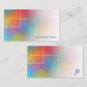 Custom Colorful Hand Script Monogram Elegant Mitteilungskarte (Vorne/Hinten)