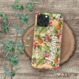 Custom Colorful Hawaii Tropical Pineapass Floral iPhone 12 Pro Max Hülle
