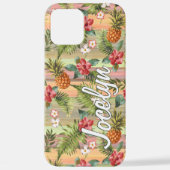 Custom Colorful Hawaii Tropical Pineapass Floral iPhone Hülle (Rückseite)