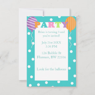 Custom Colorful Kindergeburtstag Party laden Einladung