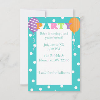 Custom Colorful Kindergeburtstag Party laden Einladung