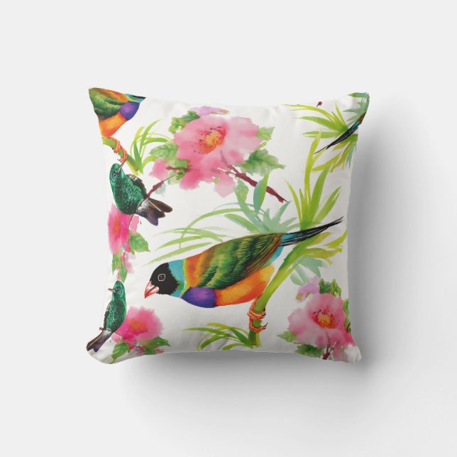 Custom Colorful Kleiner Birds Square Kissen (Vorderseite)