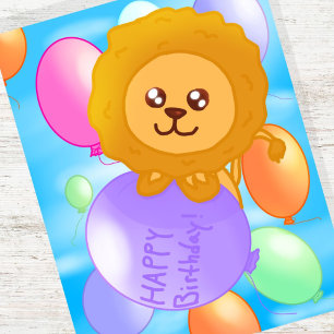 Custom Colorful Löwe Themed Geburtstagskarte Einladung