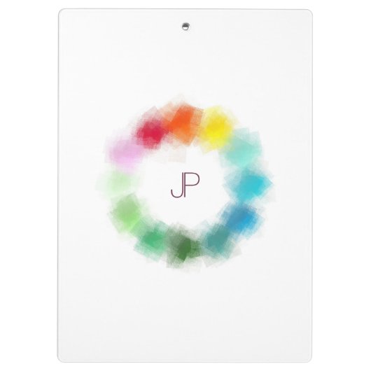 Custom Colorful Mit Monogramm Moderne Elegante Klemmbrett (Rückseite)