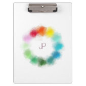 Custom Colorful Mit Monogramm Moderne Elegante Klemmbrett (Vorderseite)
