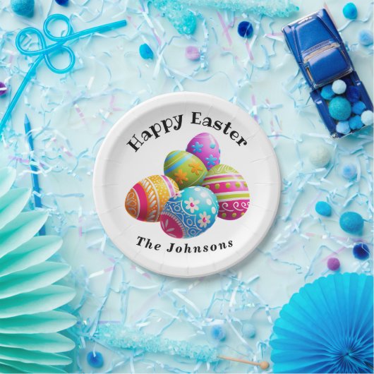 Custom Colorful Modern Egg Happy Oster Pappteller (Party)