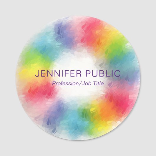 Custom Colorful Moderne Elegante Beruflich Trendy Namensschild (Vorderseite)