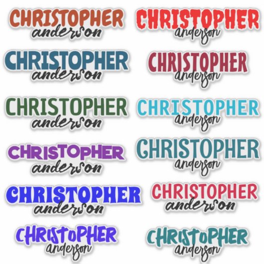 Custom Colorful Name Boy School Vinyl Sticker (Vorderseite)