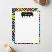 Custom Colorful Neon Graffiti Street Art Muster Mitteilungskarte (Vorderseite/Rückseite Beispiel)