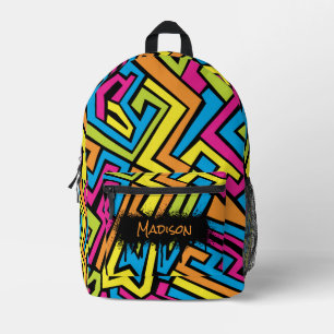 Custom Colorful Neon Graffiti Street Art School Bedruckter Rucksack