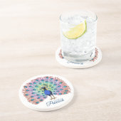 Custom Colorful Peacock Getränkeuntersetzer (Seite)