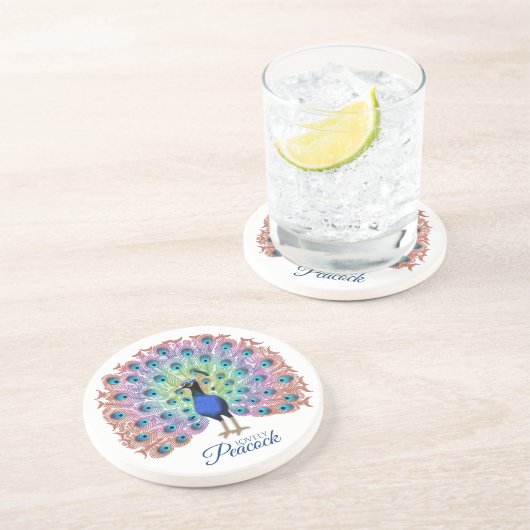 Custom Colorful Peacock Getränkeuntersetzer (Seite)