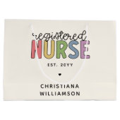 Custom Colorful Registered Nurse RN Abschluss Große Geschenktüte (Rückseite)