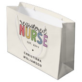 Custom Colorful Registered Nurse RN Abschluss Große Geschenktüte (Rückseite Schrägansicht)