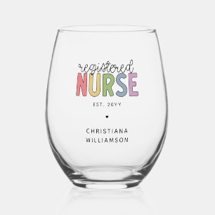 Custom Colorful Registered Nurse RN Abschluss Weinglas Ohne Stiel