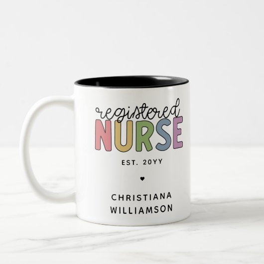 Custom Colorful Registered Nurse RN Abschluss Zweifarbige Tasse (Links)