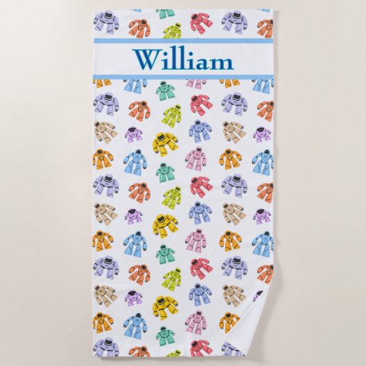 Custom Colorful Roboter Strandtuch (Vorderseite)