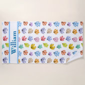 Custom Colorful Robots Beach Towel Strandtuch (Vorderseite)
