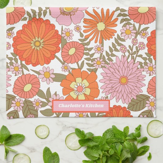 Custom Colorful Summer Blume Blumenmuster Geschirrtuch (Gefaltet)
