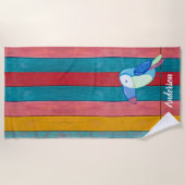 Custom Colorful Toucan Beach Rustikales Holz Strandtuch (Vorderseite)