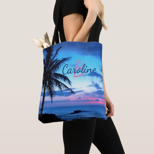 Custom Colorful Tropical Island Beach Ocean Sunset Tasche (Von Nahem)