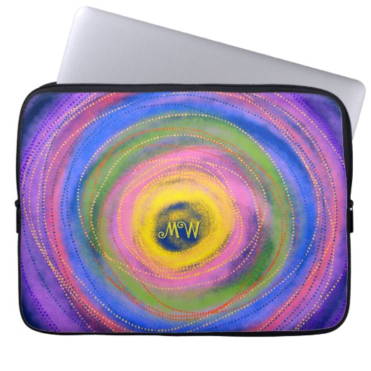 Custom Colorful vibrant Mandala Circles Laptopschutzhülle (Vorderseite)