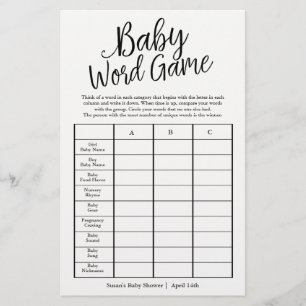 Custom Colors Baby Word Game Duschkarte