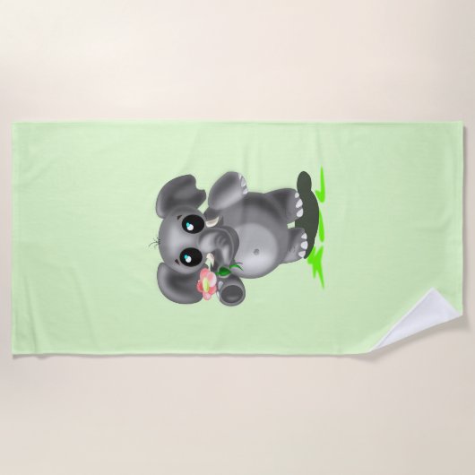 Custom Colors Beach Handtuch mit kleinen Elefanten (Vorderseite)