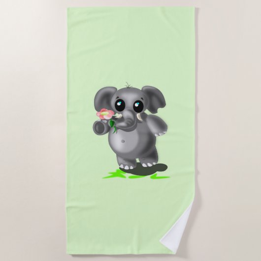 Custom Colors Beach Handtuch mit kleinen Elefanten (Vorderseite)