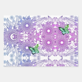 Custom Colors Butterfly Mandala Geschenkpapier Set