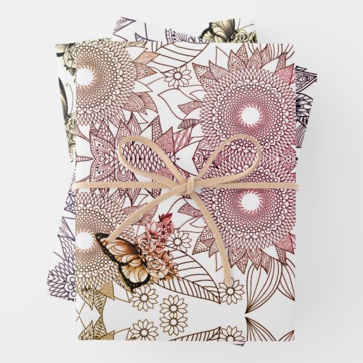 Custom Colors Butterfly Mandala Wrapping Paper Sh Geschenkpapier Set (Beispiel)