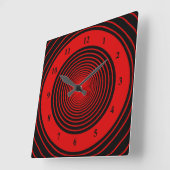 Custom Colors Circles Wall Clock - Black Red Quadratische Wanduhr (Winkel)