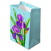 Custom Colors Gift Bag Irises - Blume Mittlere Geschenktüte (Vorderseite Schrägansicht)