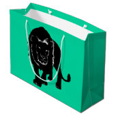 Custom Colors Gift Bag mit Löwe - Grün Große Geschenktüte (Rückseite Schrägansicht)