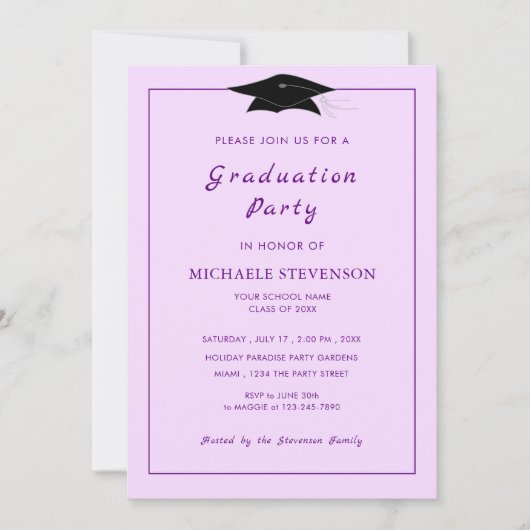 Custom Colors Moderne Graduierungsparty Einladung (Vorderseite)