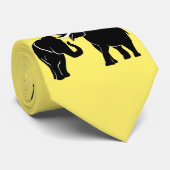 Custom Colors Neck Tie Elephant Couple - Gelb Krawatte (Gerollt)