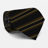 Custom Colors Neck Tie mit Goldrand - Schwarz Krawatte (Gerollt)