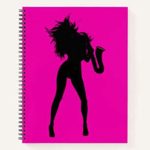 Custom Colors Notebook mit Saxophone Girl - Pink Notizblock