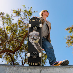 Custom Colors Smile Skateboard - Happy Ostrich