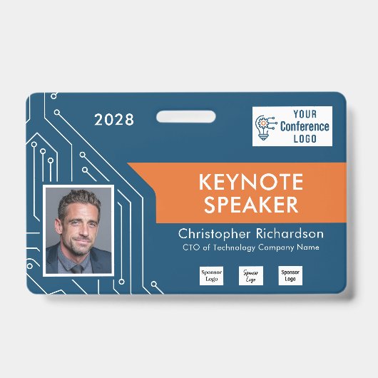 Custom Colors Technology Keynote Photo ID Badge Ausweis (Vorderseite)