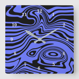 Custom Colors Wall Clock mit Waves - Blau Quadratische Wanduhr