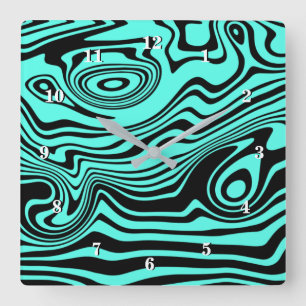 Custom Colors Wall Clock with Abstract Black Lines Quadratische Wanduhr