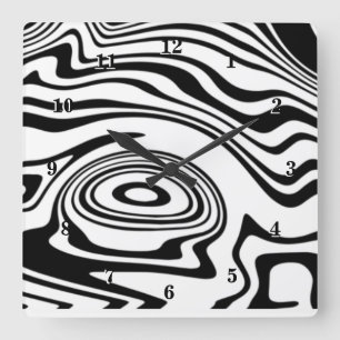 Custom Colors Wall Clock with Waves Art Quadratische Wanduhr